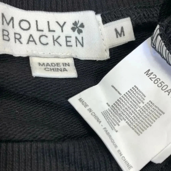 Molly Bracken Cotton Blend Sweater Velvet Animal Print Pullover Size M Black - Picture 14 of 14